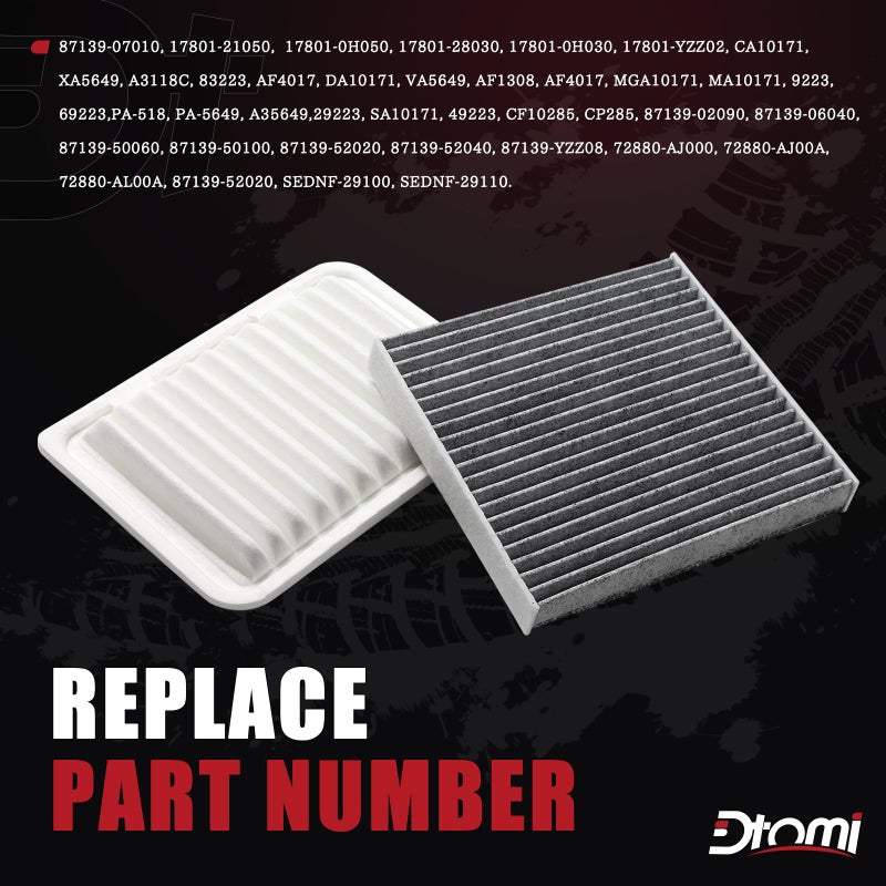 Dtomi Engine and Cabin Air Filter Combo Set Compatible With Toyota Scion Pontiac Vehicle Corolla 2009-2019 Matrix 2009-2014 Yaris 2006-2018  xD 2008-2014  Vibe 2009-2010 Replace# 87139-07010 17801-21050 - Image 2